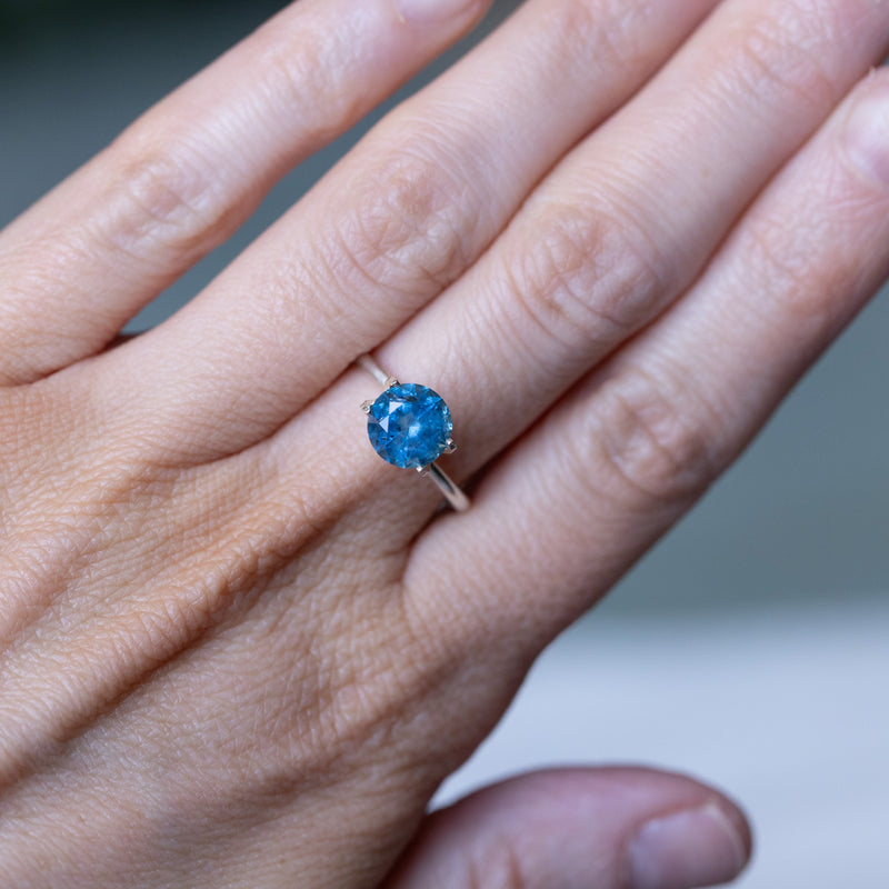 2.12CT ROUND MONTANA SAPPHIRE, VIBRANT OCEAN TEAL BLUE, 7.69X5.03MM