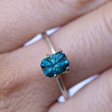 1.34CT RADIANT PRECISION CUT MONTANA SAPPHIRE, DARK TEAL, 6.76X5.18X4.28MM