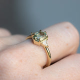 1.75ct Untreated Elongated Hexagon and Trillion Diamond Low Profile Ring in 18k Yellow Gold