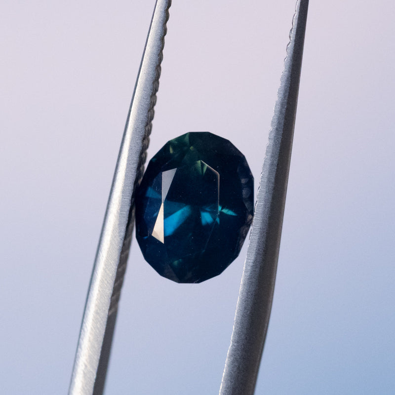 1.60CT UNTREATED OVAL NIGERIAN SAPPHIRE, DEEP BLUE GREEN, 7.1X5.5X4MM