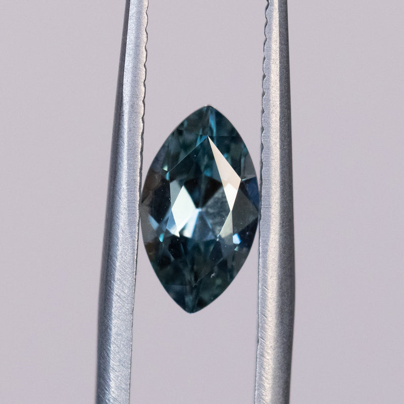 1.19CT MARQUISE MONTANA SAPPHIRE, LIGHT BLUE GREEN GREY, 8.2X4.6X3.2MM