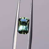 1.30CT RADIANT CUT MADAGASCAR SAPPHIRE, SPRING GREEN, 7.2X4.8MM