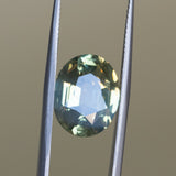 5.64CT OVAL CHRYSOBERYL, SILKY GREEN WITH YELLOW, 12X9.5X5.1MM