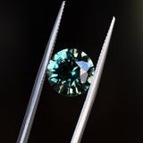 4.23CT FANCY ROUND MADAGASCAR SAPPHIRE, MEDIUM TEAL GREEN BLUE, 9.5X5.8MM