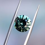 4.23CT FANCY ROUND MADAGASCAR SAPPHIRE, MEDIUM TEAL GREEN BLUE, 9.5X5.8MM