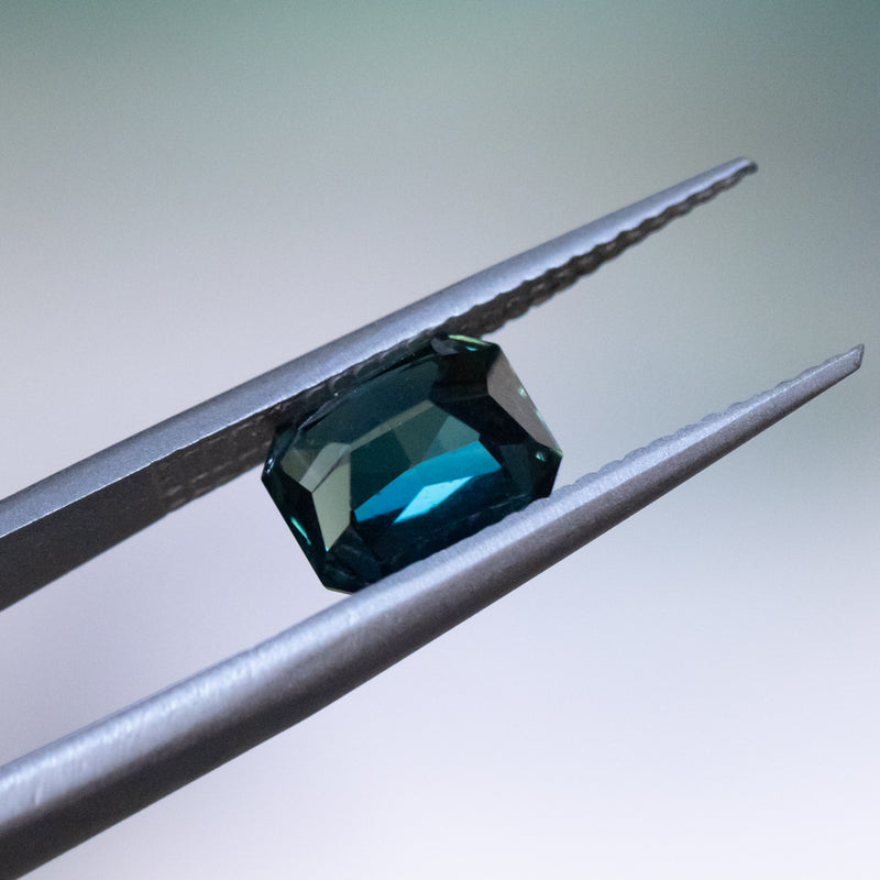 2.24CT MADAGASCAR RADIANT CUT SAPPHIRE, DEEP GREEN, 7X5.9MM