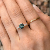 1.52ct Midnight-Teal Color Shifting Songean Sapphire and Diamond Starry Night Low Profile Solitaire in 14k Rose Gold