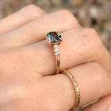 1.52ct Midnight-Teal Color Shifting Songean Sapphire and Diamond Starry Night Low Profile Solitaire in 14k Rose Gold