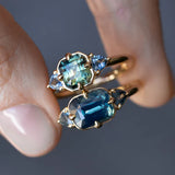 Antique Compass Set Sapphire Side Stones Low Profile - Setting