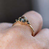 1.21ct Tanzanian Earthy Sapphire and Trillion Blue Sapphire Low Profile Ring in 14k Yellow Gold