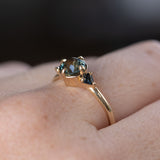 1.21ct Tanzanian Earthy Sapphire and Trillion Blue Sapphire Low Profile Ring in 14k Yellow Gold