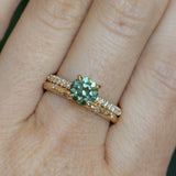 4 Prong Solitaire with Pavé Set Diamonds, Stackable - Setting