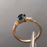 1.14ct Deep Teal Round Montana Sapphire and Diamond Starry Night Low Profile Solitaire in 14k Yellow Gold