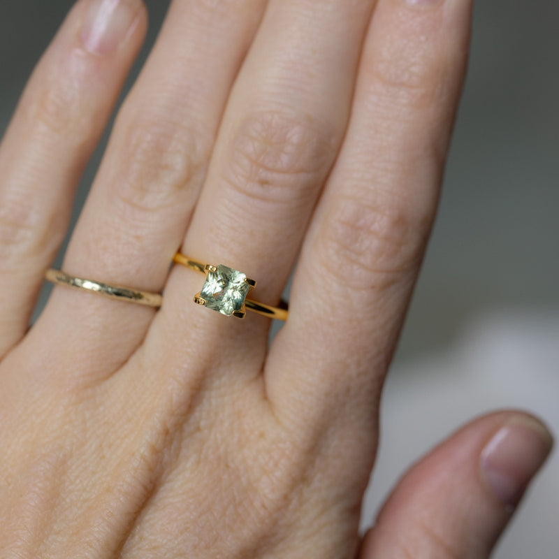 1.49CT RADIANT CUT MADAGASCAR SAPPHIRE, PARTI TEAL GREEN YELLOW, 6.00X5.75X4.38MM