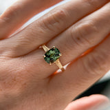 1.98ct Untreated Australian Elongated Cushion Cut Sapphire Vine Cathedral Four Prong Ring in 14k Yellow Gold