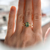 1.98ct Untreated Australian Elongated Cushion Cut Sapphire Vine Cathedral Four Prong Ring in 14k Yellow Gold