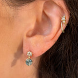 Montana Sapphire and Lab Grown Diamond "Raindrop" Earrings in 14k Yellow Gold
