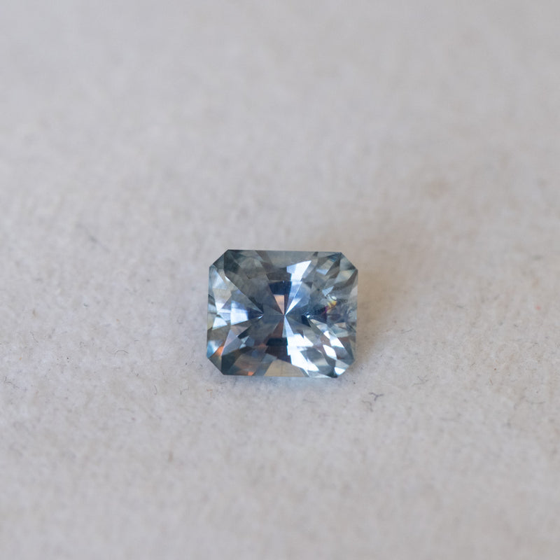 1.74CT PRECISION RADIANT MONTANA SAPPHIRE, STEELY PURPLE BLUE GREY, 7.10X6X4.32MM