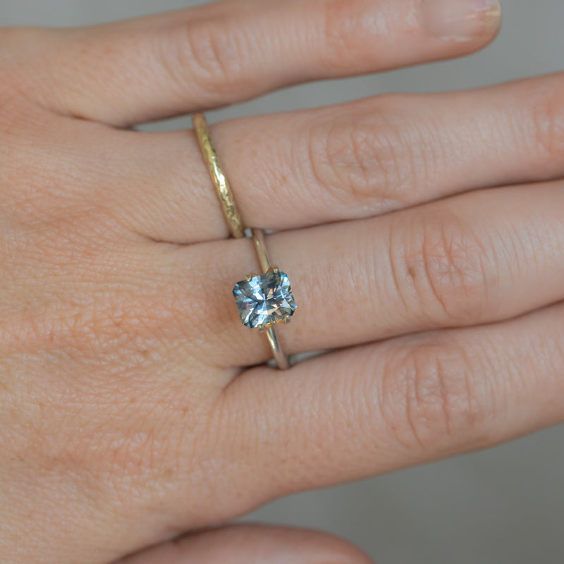 1.74CT PRECISION RADIANT MONTANA SAPPHIRE, STEELY PURPLE BLUE GREY, 7.10X6X4.32MM