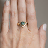 1.23ct Teal Green-Blue Montana Sapphire and Diamond Starry Night Low Profile Solitaire in 14k Yellow Gold