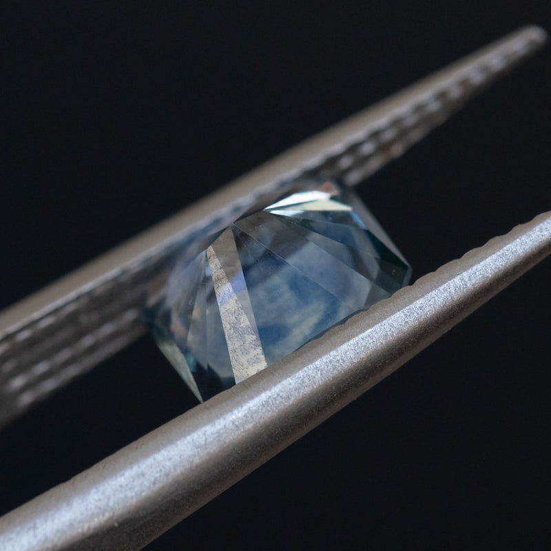 1.74CT PRECISION RADIANT MONTANA SAPPHIRE, STEELY PURPLE BLUE GREY, 7.10X6X4.32MM