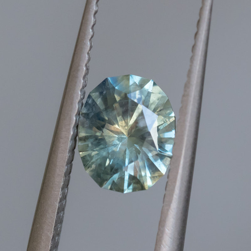 1.20CT PRECISION CUT OVAL MONTANA SAPPHIRE, LIGHT AQUA TEAL, 7.02X5.74X3.98MM