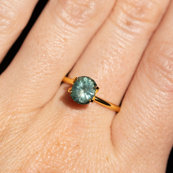 1.56CT FANCY ELONGATED PRECISION CUT CUSHION MONTANA SAPPHIRE, TEAL GREEN, 7.3X6.3X4.6MM