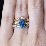 1.60ct Round Vibrant Blue Montana Sapphire and Diamond Starry Night Low Profile Solitaire in 18k Yellow Gold