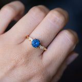 1.60ct Round Vibrant Blue Montana Sapphire and Diamond Starry Night Low Profile Solitaire in 18k Yellow Gold