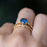 1.60ct Round Vibrant Blue Montana Sapphire and Diamond Starry Night Low Profile Solitaire in 18k Yellow Gold