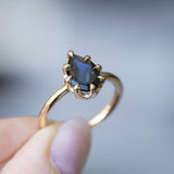 1.88ct Geo Portrait Pear Australian Sapphire Low Profile 8 Prong Solitaire in 14k Yellow Gold