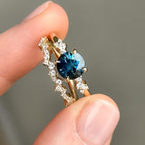 1.62ct Ocean Blue Madagascar Sapphire and Diamond Starry Night Low Profile Solitaire in 14k Yellow Gold