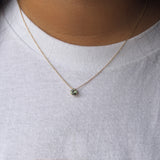 0.67ct Teal Blue Green Montana Sapphire Six Prong Necklace in 14k Yellow Gold