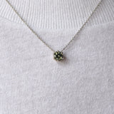 0.75ct Green Montana Sapphire Six Prong Necklace in 14k White Gold