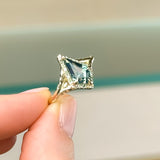 2.26ct Teal Kite Sapphire and Alexandrite Split Shank Low Profile Evergreen Halo in 14k Green Gold