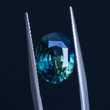 4.58CT OVAL MADAGASCAR SAPPHIRE, PARTI BLUE GREEN YELLOW, 11.20X8.76X5.54MM