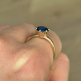 2.23ct Round Royal Blue Sapphire Scallop Cup Solitaire in 14k Yellow Gold