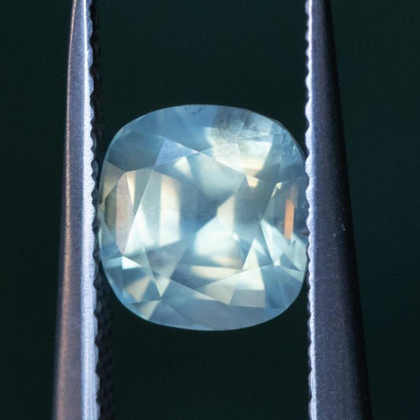 2.18CT CUSHION CUT MONTANA SAPPHIRE, OPALESCENT LIGHT MINT GREEN, 6.73X6.47X5.35MM