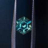 1.84CT HEXAGON MADAGASCAR SAPPHIRE, EMERALD GREEN AND TEAL, 7.2X6.2X4.9MM