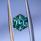 1.84CT HEXAGON MADAGASCAR SAPPHIRE, EMERALD GREEN AND TEAL, 7.2X6.2X4.9MM