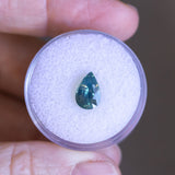 1.63CT MADAGASCAR PEAR SAPPHIRE, SILKY MEDIUM LIGHT TEAL GREEN, UNTREATED, 9.26X6.20X3.96MM