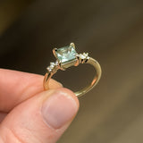 1.52ct Princess Cut Montana Sapphire and Diamond Starry Night Low Profile Solitaire in 14k Yellow Gold