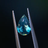 1.63CT MADAGASCAR PEAR SAPPHIRE, SILKY MEDIUM LIGHT TEAL GREEN, UNTREATED, 9.26X6.20X3.96MM