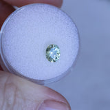 1.04CT PRECISION CUT OVAL MONTANA SAPPHIRE, MINTY LIGHT GREEN YELLOW, 6X5MM