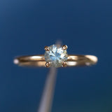 0.83ct Round Light Blue Untreated Montana Sapphire Classic 4 Prong Solitaire in 14k Yellow Gold