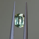 1.55CT ELONGATED CUSHION NIGERIAN SAPPHIRE, PARTI LIGHT GREEN YELLOW, 7.21X5.24X4.05MM, UNTREATED