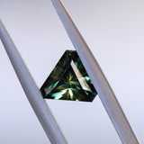 1.74CT AUSTRALIAN TRILLION SAPPHIRE, DEEP GREEN PARTI YELLOW, UNTREATED, 7.03MM