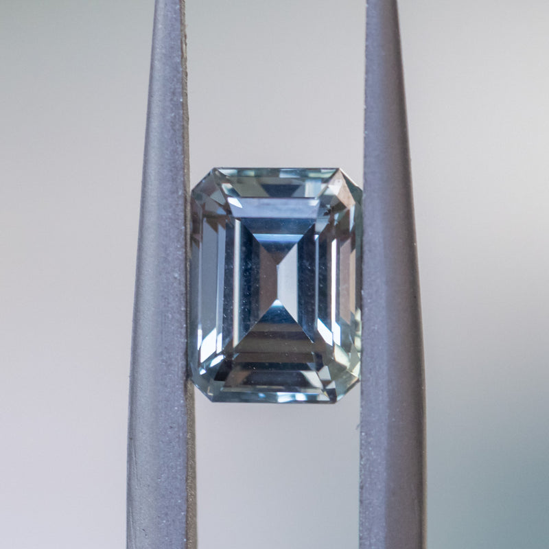 2.07CT EMERALD CUT MADAGASCAR SAPPHIRE, PASTEL BLUE WITH GREY, UNTREATED, 7.78X5.71X4.57MM