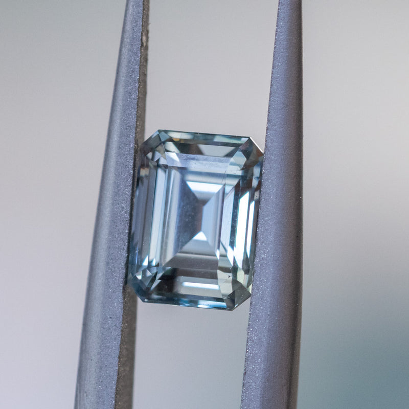 2.07CT EMERALD CUT MADAGASCAR SAPPHIRE, PASTEL BLUE WITH GREY, UNTREATED, 7.78X5.71X4.57MM