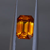 2.20CT EMERALD CUT MADAGASCAR SAPPHIRE, BICOLOR ORANGE AND YELLOW, 8.73X6.19X3.98MM